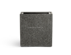 Кашпо TREEZ Effectory - Stone - Куб - Тёмно-серый камень