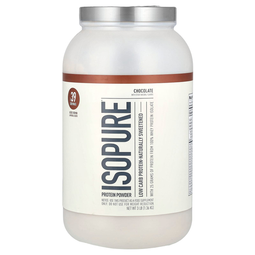 Isopure, Изолят сывороточного белка со вкусом натурального шоколада, 3 фунта (1361 г)