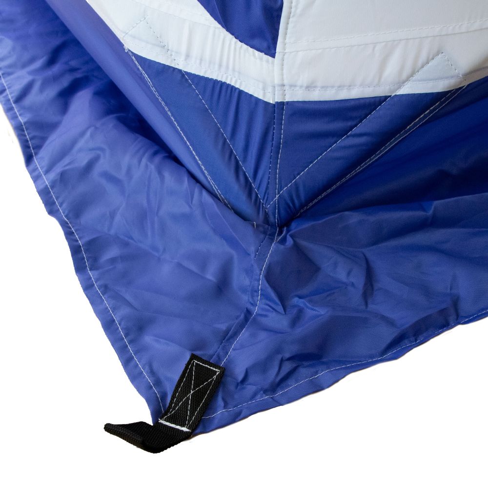 Палатка зимняя куб СЛЕДОПЫТ, 1,75х1,75, h-1,65 м, S по полу 3,1 кв.м, 3 слоя, цв. синий/белый