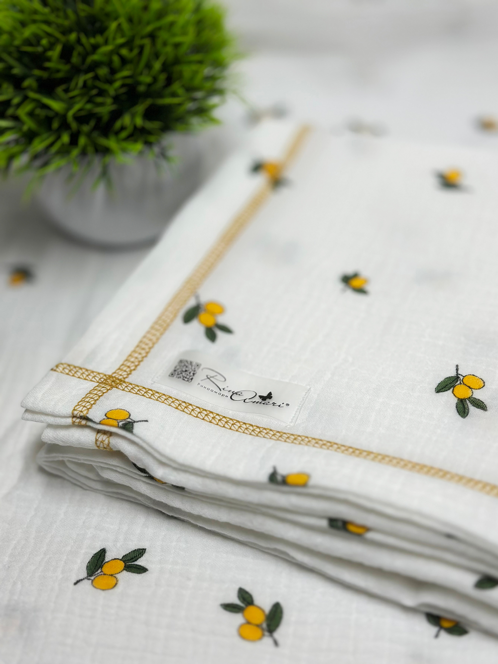 Муслиновая пеленка Лимончики 90*130 (+/-5см)