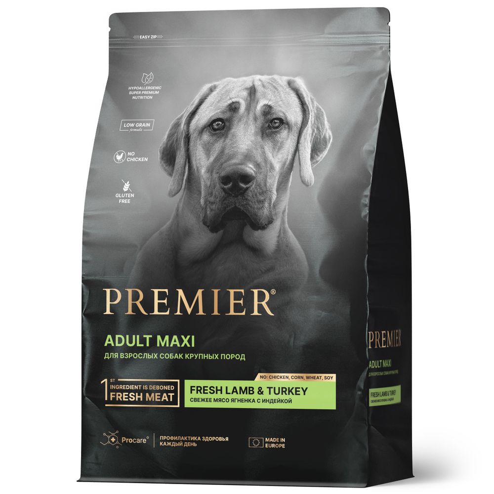 Сухой корм Premier Dog Lamb&amp;Turkey ADULT Maxi для собак крупных пород свежее мясо ягненка с индейкой 10 кг