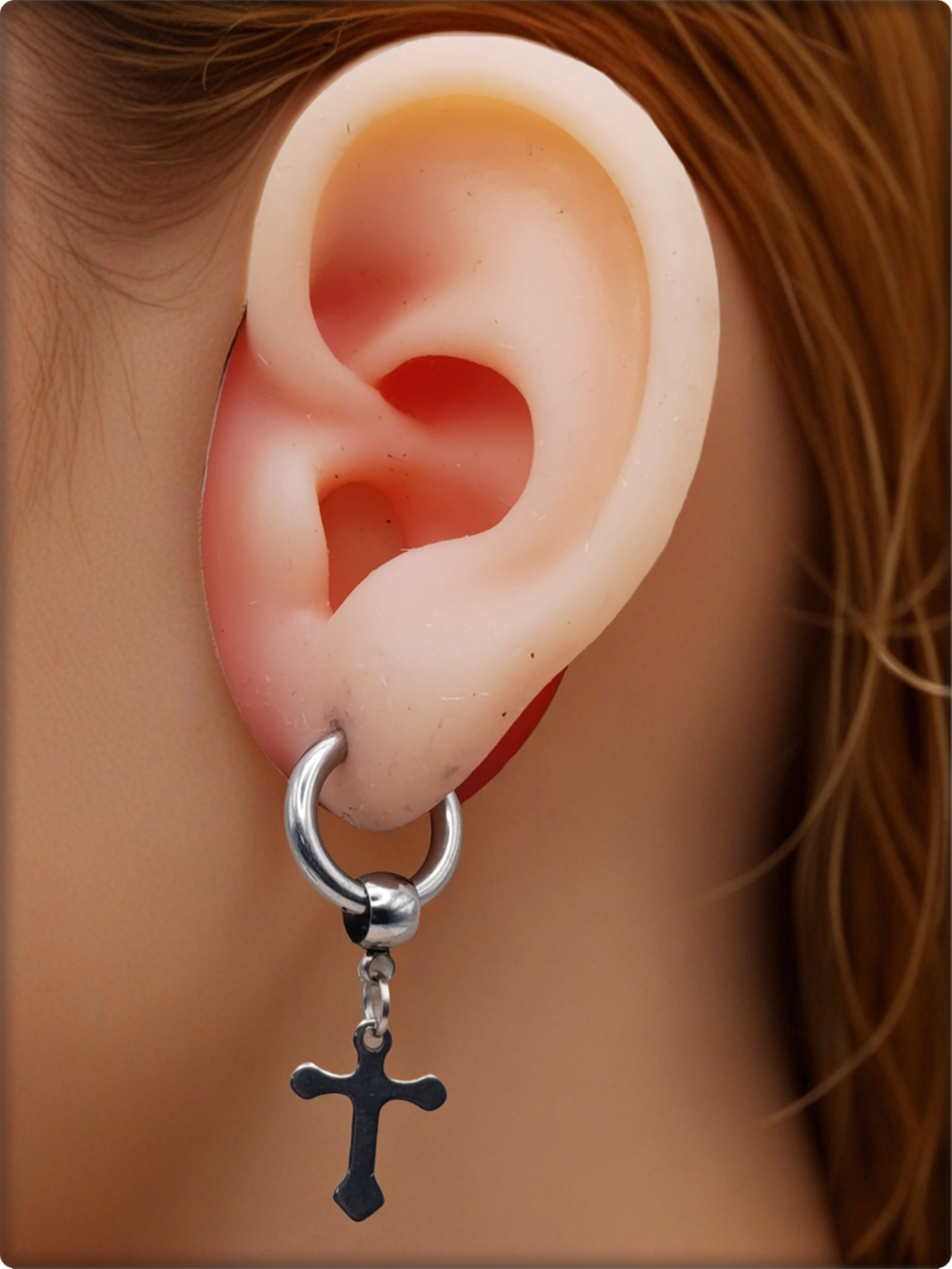 Серьги кольца "Кресты стальные" для пирсинга ушей.