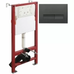 Унитаз подвесной Orange CI02-100W+APB244 безободковый, с крышкой микролифт, с инсталляцией, белый/кнопка черная