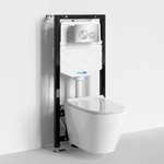 Унитаз подвесной WasserKRAFT Mindel 10TLT.010.ME.BN02.H002 безободковый, с инсталляцией Aller 10, с крышкой микролифт, белый/кнопка никель