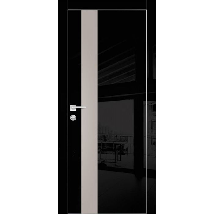 Межкомнатная дверь Graf HGX-10 Латте мателак Черный глянец (2000 х 900)