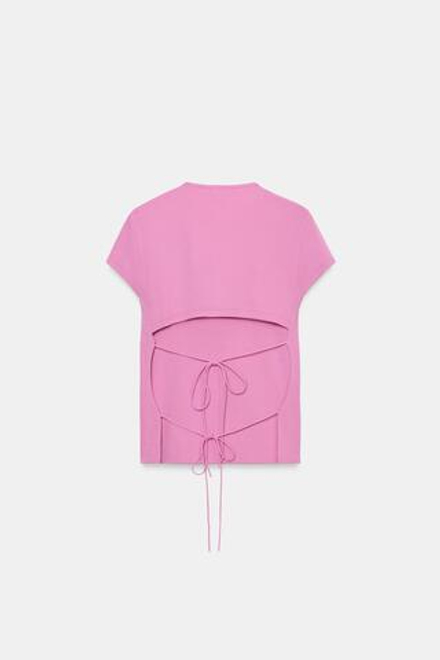 ZARA ТОП С ОТКРЫТОЙ СПИНОЙ И ЗАВЯЗКАМИ, РОЗОВЫЙ