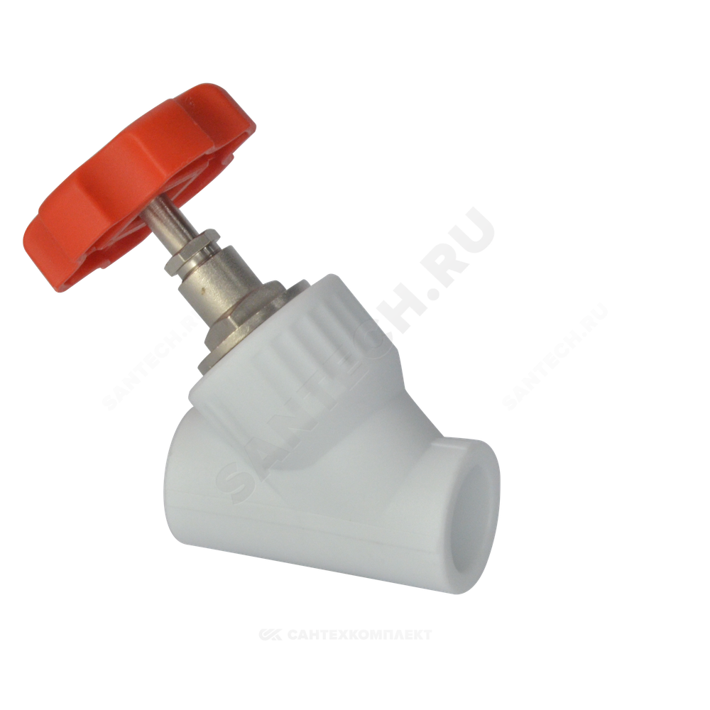 Клапан (вентиль) PP-R запорный белый Дн 25х45гр внутренняя пайка VALFEX 10174025