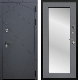 Входная металлическая дверь с зеркалом RеX 13 Титан / Пастораль Графит софт