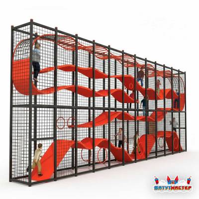 Плоский детский лабиринт «Оранжевая волна», 16×1,2×5 м