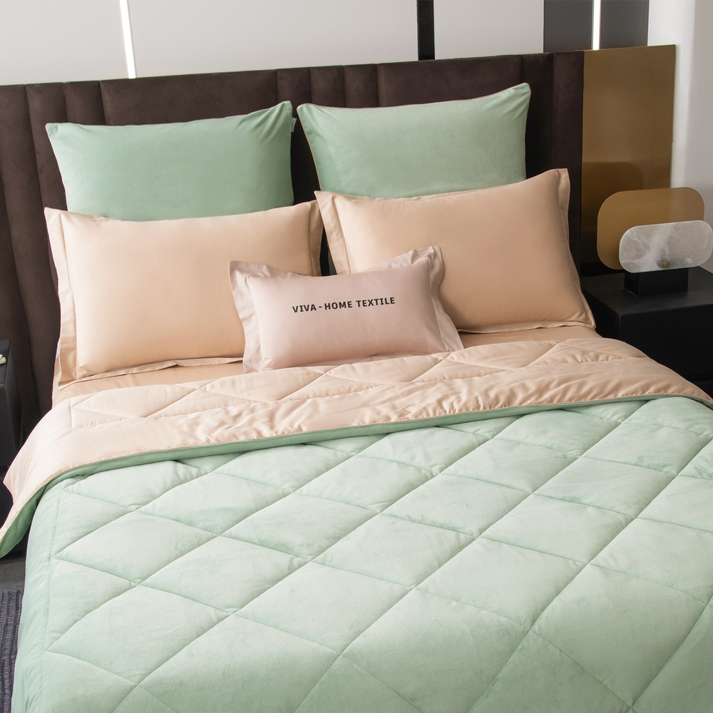 КПБ на резинке Сатин Velvet Premium с Одеялом VPR012, Евро, 4 наволочки, простынь 160*200*25