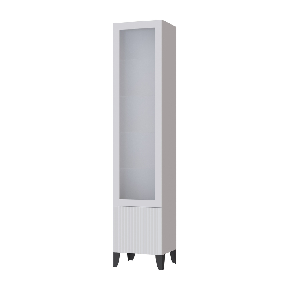 Гостиная Рея Пенал со стеклом РГПС белый/белый снег