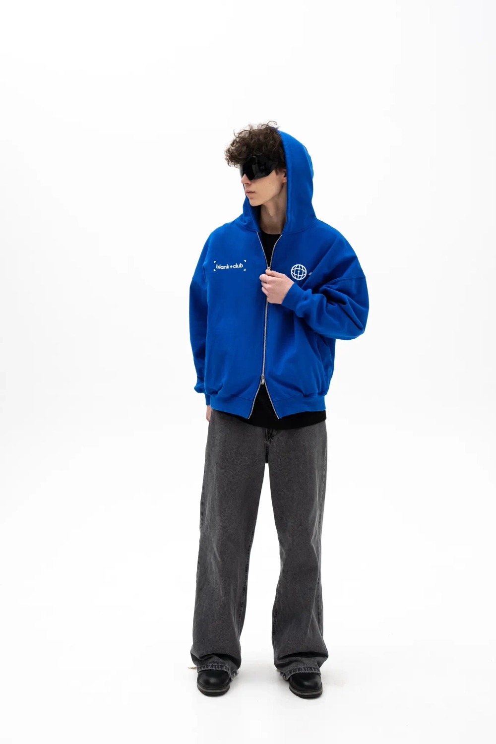BLUE LOGO ZIP-HOODIE