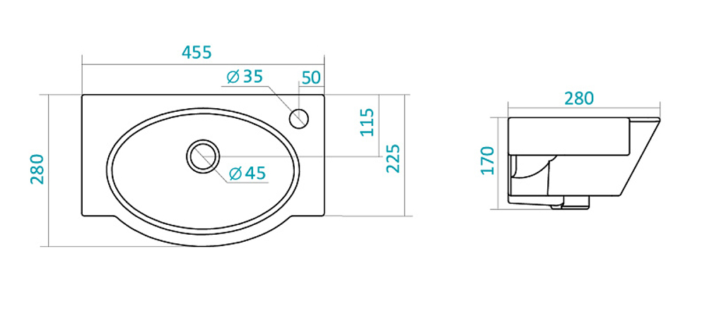 Раковина Santek "Форум-45", белая (1.WH11.0.542)