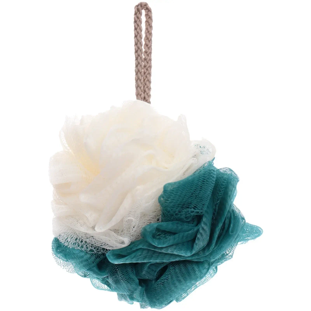 Мочалка нейлоновая «Premium - NATARIO», цвет белый / бирюзовый, 19*12см, 50гр (зип пакет и наклейка Ultramarine)✦