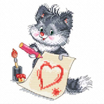 "Котенок-художник"-148-14 вышивка