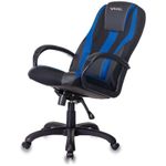 Кресло игровое ZOMBIE 9/BL+BLUE, PL, ткань/экокожа черный/голубой, топ-ган (до 180кг)