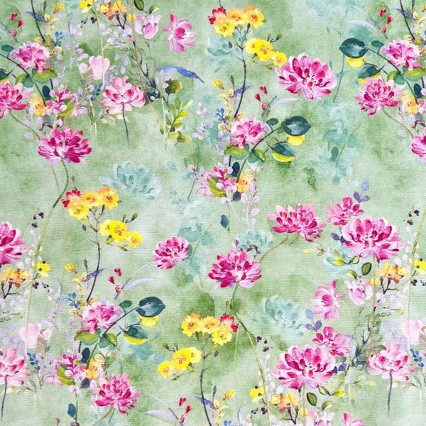 ЦВЕТОЧНЫЕ НЕЖЕНКИ, ЗЕЛЕНЫЙ - 100% хлопок 1