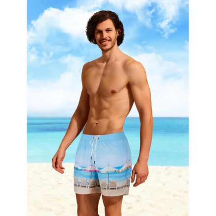 Мужские шорты для плавания голубые с принтом  DOREANSE 3816