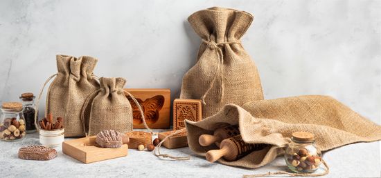 Мешочек джутовый с завязками 30х40см