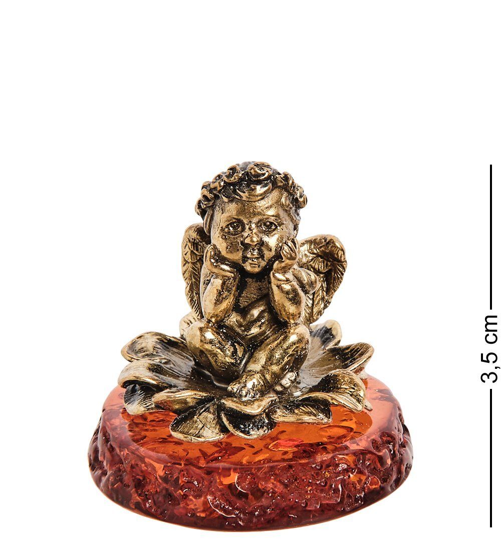 Народные промыслы AM-2837 Фигурка «Ангел на цветочке» (латунь, янтарь)