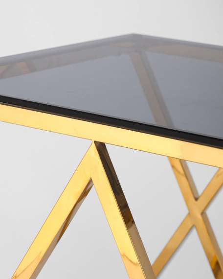 Журнальный стол 55*55 ИНСИГНИЯ золото стекло smoke