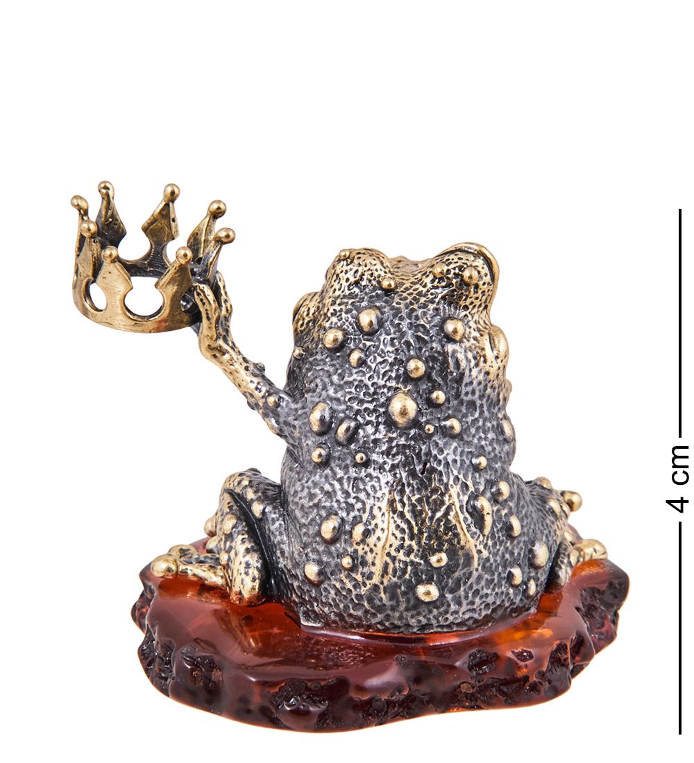 Народные промыслы AM-3896 Фигурка «Лягушка-Царевна Амазонка» (латунь, янтарь)