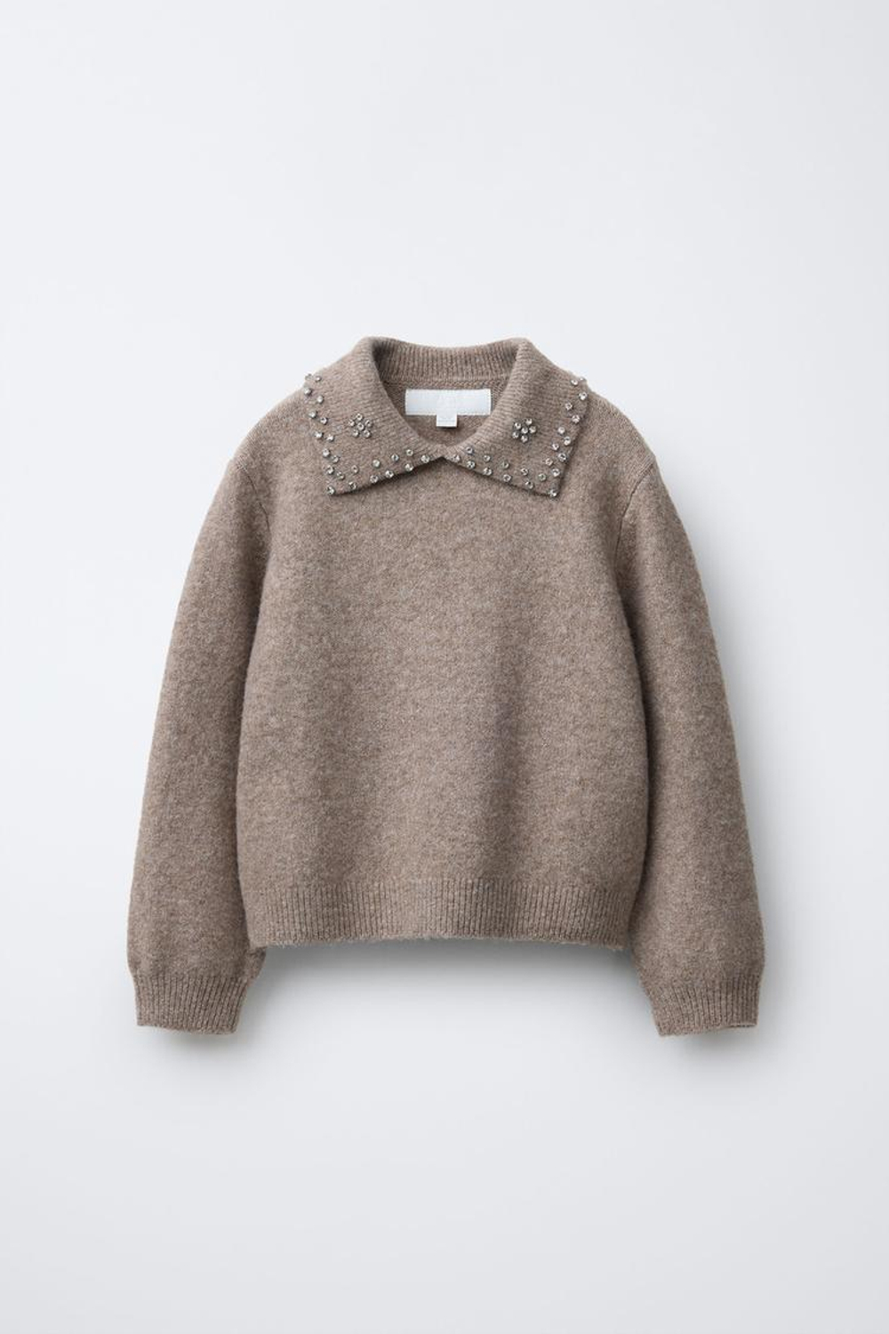 ZARA ДЖЕМПЕР С БЛЁСТКАМИ, СЕРОВАТО-КОРИЧНЕВЫЙ