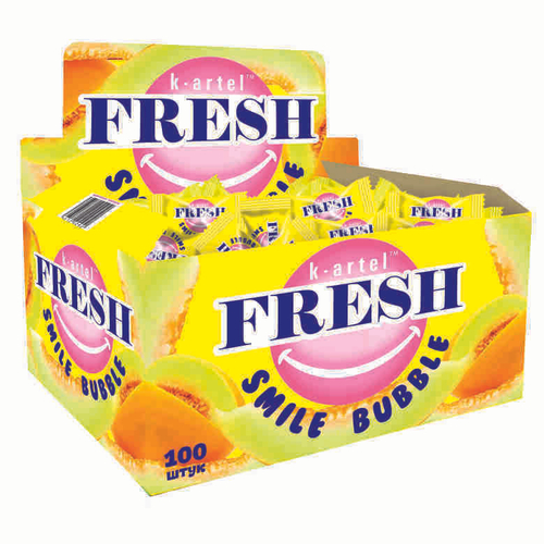 Резинка жеват дражир "FRESH SMILE Bubble" со вкусом дыни 100шт*20 блоков.