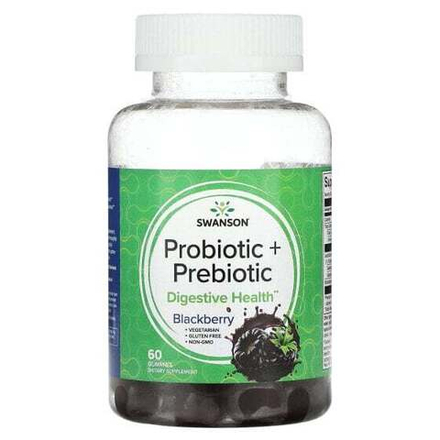 Пребиотики и пробиотики Swanson, Пробиотик и пребиотик, ежевика, 60 жевательных таблеток