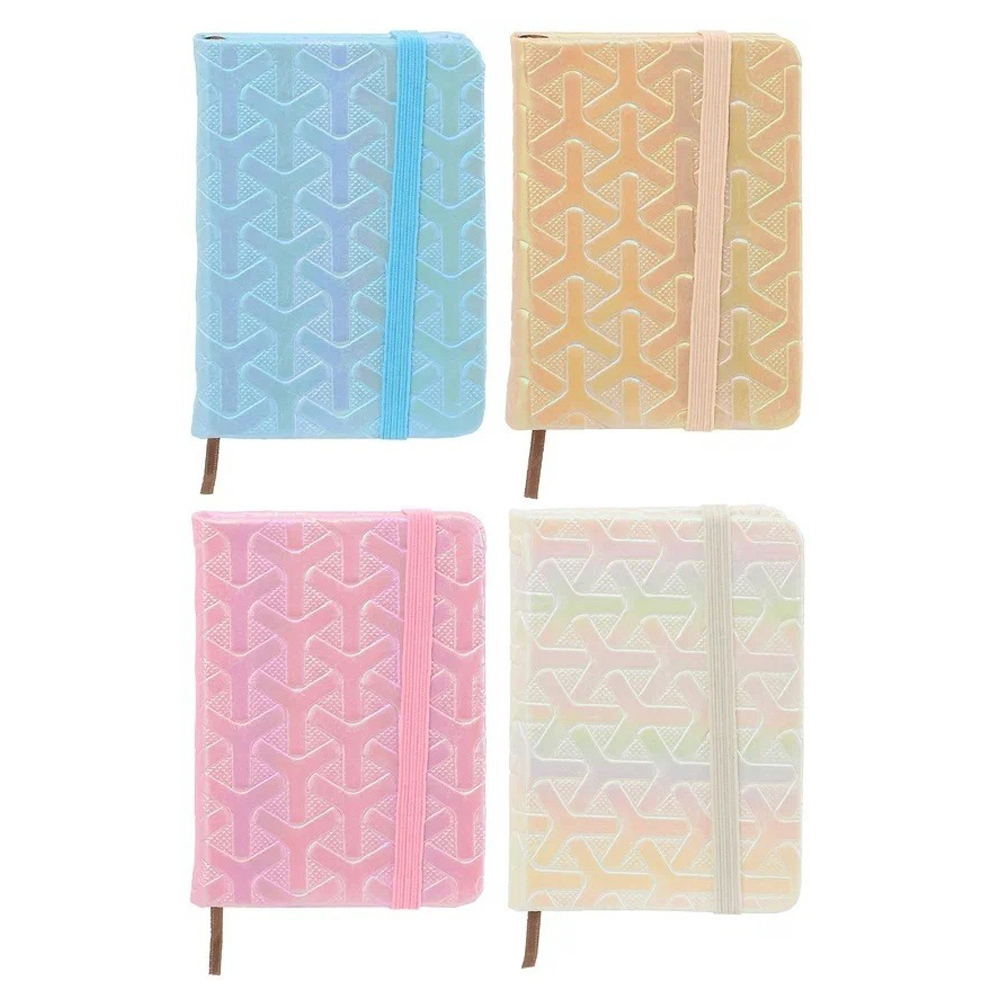 Записная книжка Basir на резинке, формат А7, переплет из кожзама, рисунок - голография, 10*7 см, 100 листов, 4 цвета ассорти