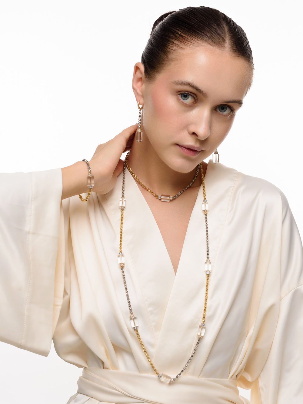 Серьги "Glass barrel" Bicolor