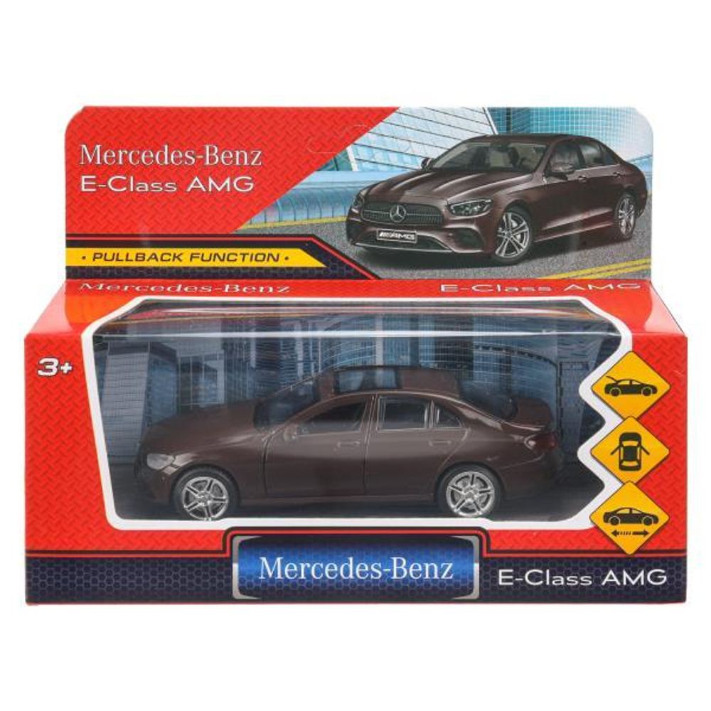 Модель ин. мет. "Mercedes-Benz e-class amg" 12см. дв,баг, бордовый, коробка ECLASS-12-BD (Технопарк)