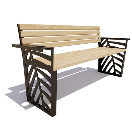 Скамейка стальная "Крым" сосна 1,2м, лак