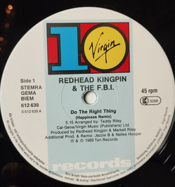 Винтажная виниловая пластинка LP Redhead Kingpin And The F.B.I.Do The Right Thing (The Happiness Remix) (UK 1989) 45 RPM Maxi Single