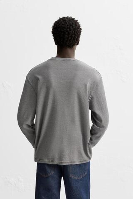 ZARA ЖАККАРДОВАЯ ФУТБОЛКА В ПОЛОСКУ, БЕЛЫЙ/МОРСКОЙ СИНИЙ