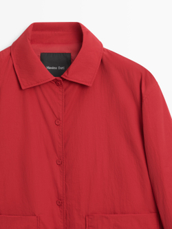 Massimo Dutti Короткая стеганая куртка с карманами, красный