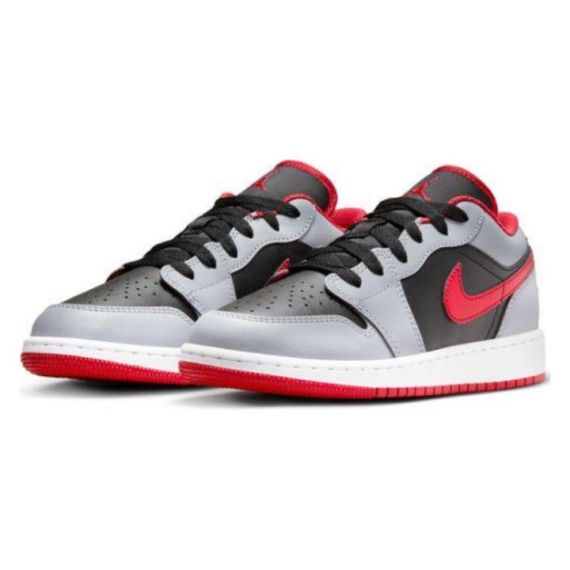 Иордания Air Jordan 1 Детские баскетбольные мячи Низкие цены Серый Черный Красный Юнисекс