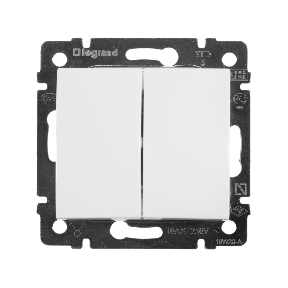 77 4405 Выключатель 2 клавишный белый