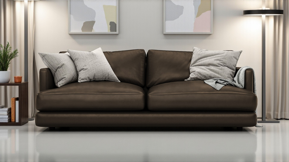 Диван Ибица Madras Mokka Brown 215*116*93 см, Темно-коричневый Натуральная кожа Еврокнижка Фиеста