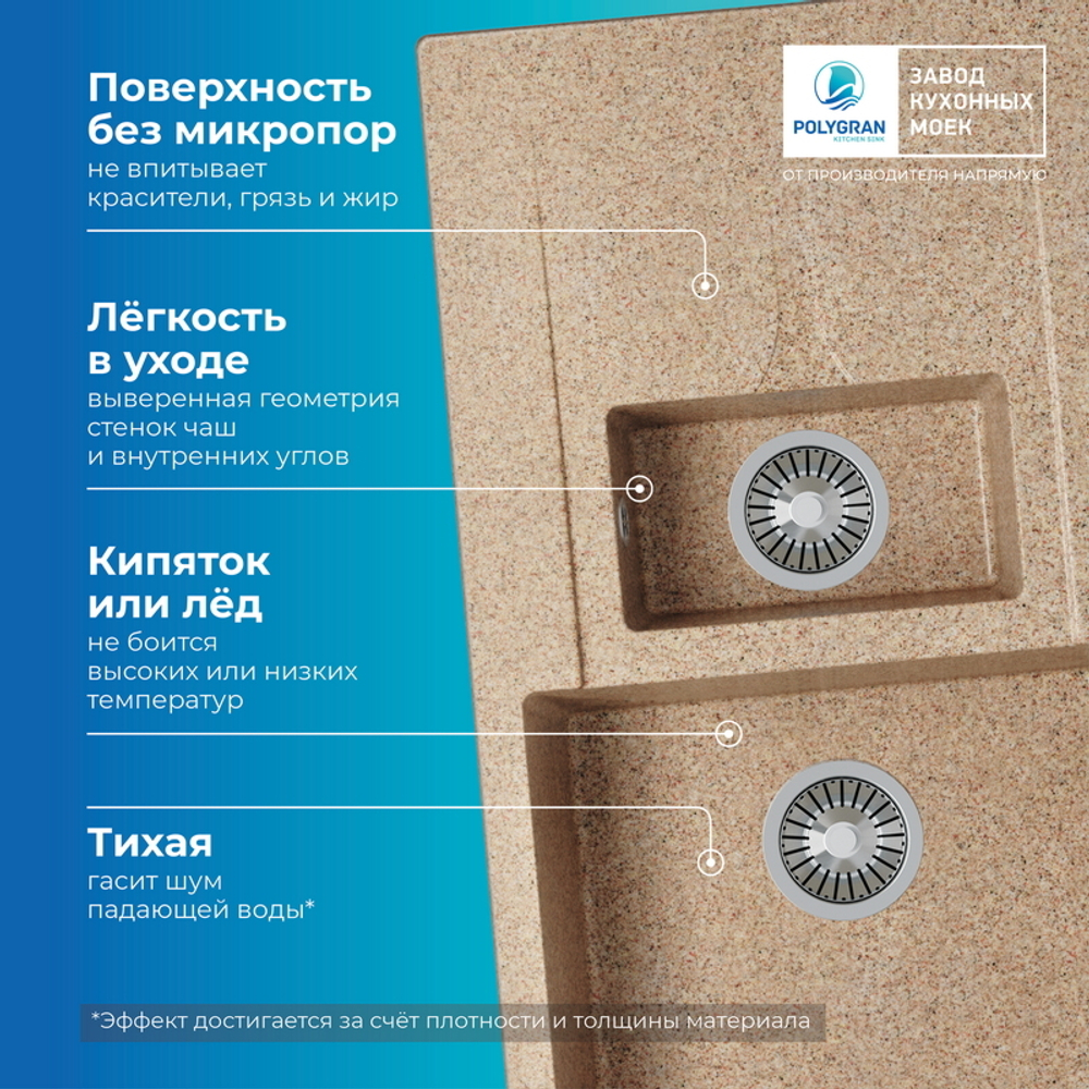 Мойка POLYGRAN BRIG-870 песочный № 302