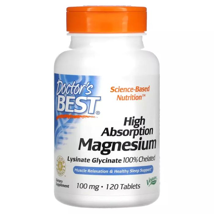 Магний с высокой усваиваемостью 100 мг, Magnesium 100 mg, Doctor&#39;s Best, 120 таблеток