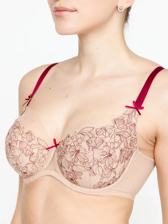 Бюстгальтер Zebra балконет мягкая чаша на каркасах (скин/бургундия)