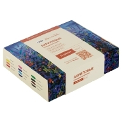 Краски акриловые декоративные "Хобби", 12 цветов, 20мл, картон. упаковка, Гамма