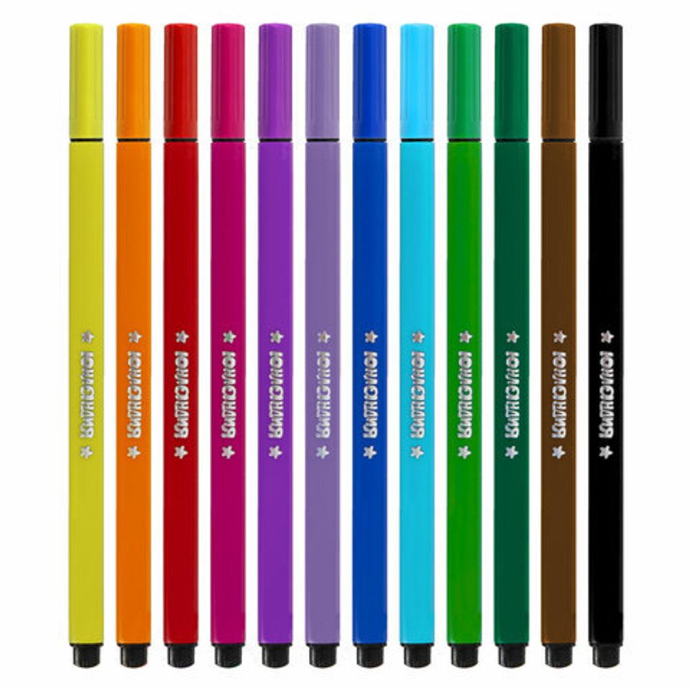 Фломастеры ЮНЛАНДИЯ "ВОДНЫЙ МИР", 12 цветов, трехгранные, вентилируемый колпачок, картон, 152182