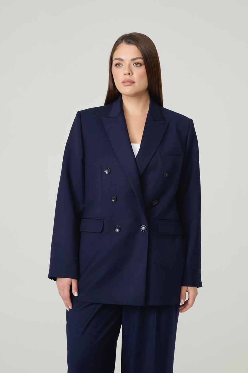 Жакет двубортный, темно-синий