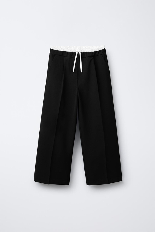 ZARA БРЮКИ С ДВОЙНЫМ ПОЯСОМ, ЧЕРНЫЙ