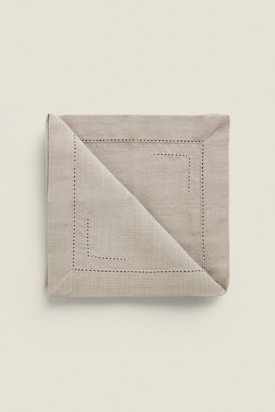 ZARA HOME АЖУРНАЯ ХЛОПКОВАЯ САЛФЕТКА (2 УПАКОВКИ), СЕРЫЙ