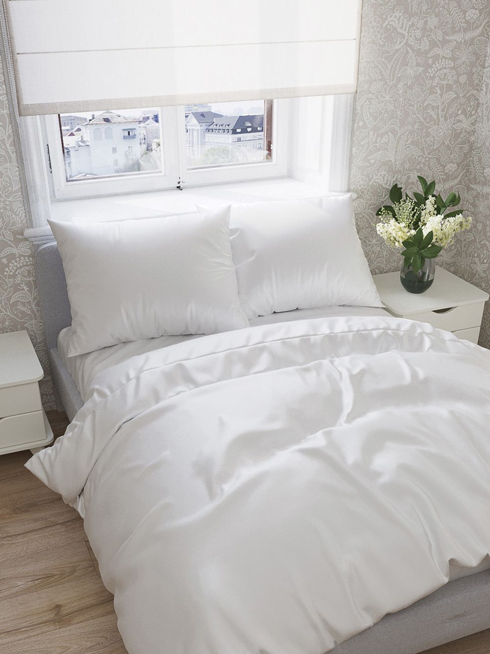 Наволочка комплект 2шт сатин Milky Garden "Snowwhite" 40x60 см на молнии