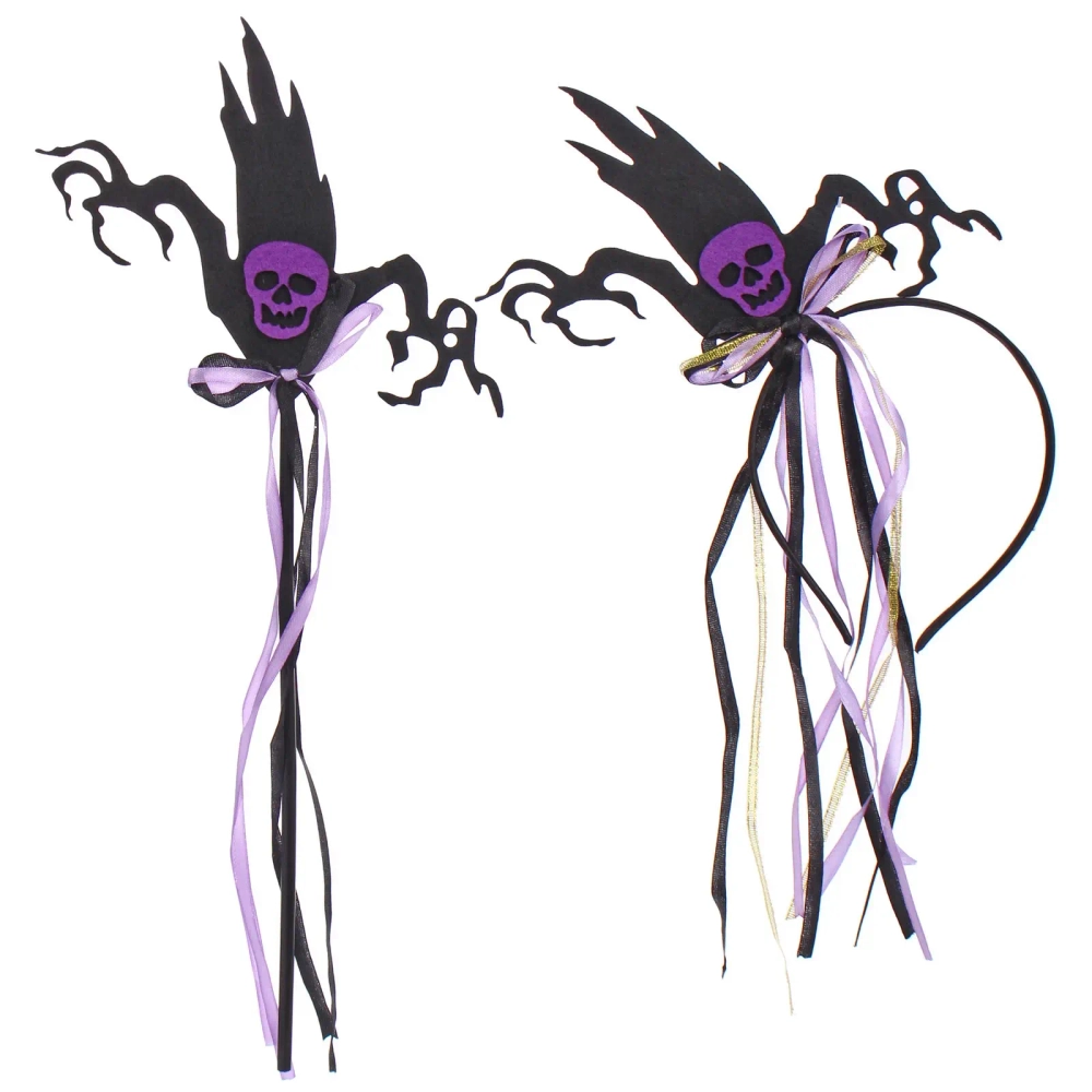 Набор карнавальный «Helloween - Зловещий череп» (ободок, палочка)