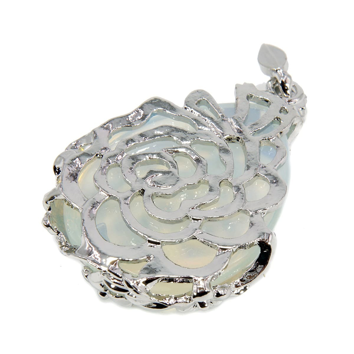 Подвеска-кулон Лунный камень форма капля в метал. оправе цвет серебристый 4 см